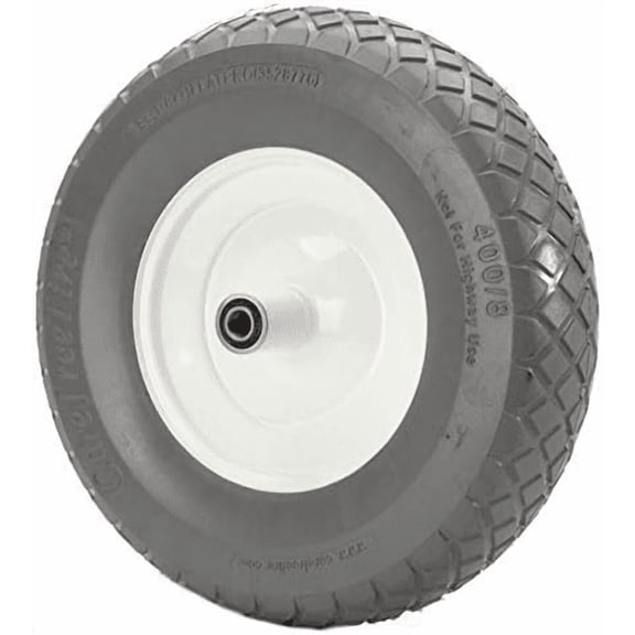 Flat Free 4.80/4.00-8 Wheelbarrow Wheel, 3" Centered Hub (1" Metal Bushing)