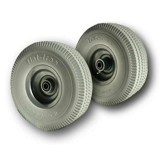 Flat-Free Tires 10 Inch Wagon Wheels - 2 Pack Durable Dolly Cart Replacement Wheels (Gray) - Puncture Proof Solid Rubber Tires
