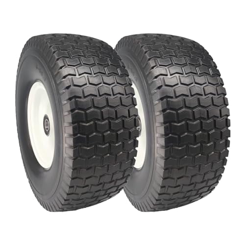 Flat Free Tires 13x5.00-6 with 3/4 & 5/8 Bearings, 3" Hub 13 inch Lawn Tractor Tire and Wheels for Farm Equipement