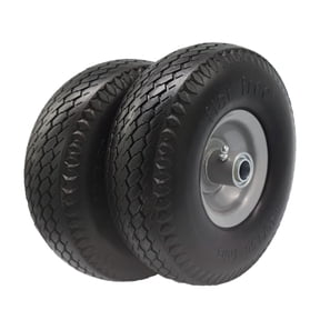 Set of 2 Flat Free Tires 4.10/3.50-4 with 3/4 & 5/8 Bearings. 3.50" Center Hub