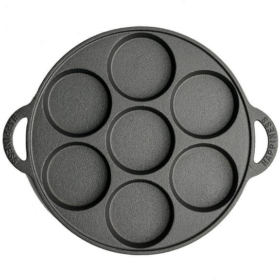 Flat Frying Iron Pan with 7-Hole Design or Egg,  Nonstick Tool for Cooking Steak Crepe Pizza