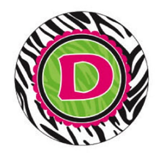 Flat Glass Disc Ornament, Zebra Monogram D