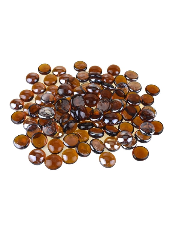 Flat Glass Marble Gems, 15-Ounce, Amber