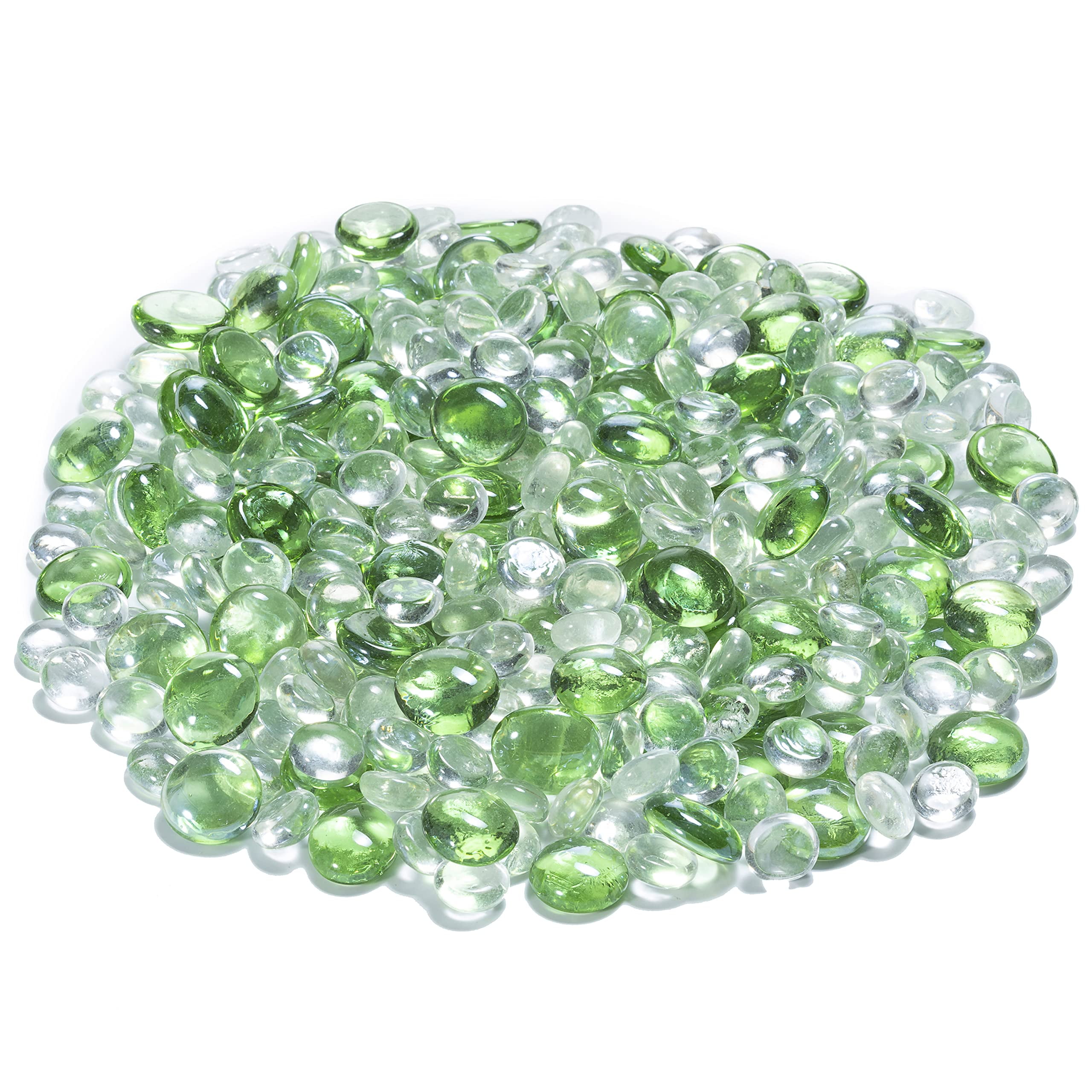 10 Lb. Flat Glass Marbles/Pebbles for Vase Filler Etc (Green, 0.65 ~900  PCs)