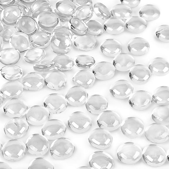 Flat Glass Marbles 0.66lb/300g Transparent Glass Beads Floral Bottom Gems Pebbles Fish Tank Rocks Vase Filler Beads Table Scatters Clear Glass Gems for Table Aquarium,Home Decor Art Craft，Topboutique