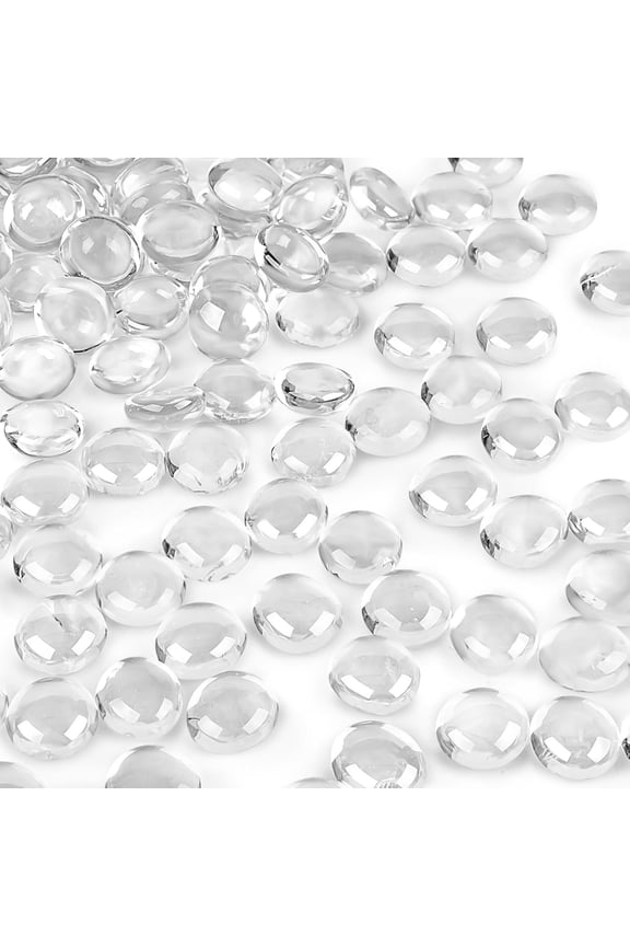 Flat Glass Marbles 0.66lb/300g Transparent Glass Beads Floral Bottom Gems Pebbles Fish Tank Rocks Vase Filler Beads Table Scatters Clear Glass Gems for Table Aquarium,Home Decor Art Craft,Topboutique