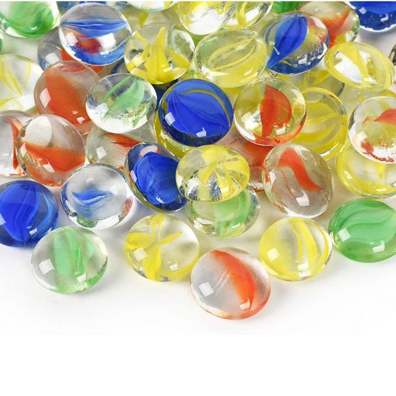 Flat Glass Marbles, 1Lb 0.75 Inch Glass Gems for Vase Filler, Crafts, Aquarium and Fish Tank Pebbles, Party Centerpieces, Floral Display