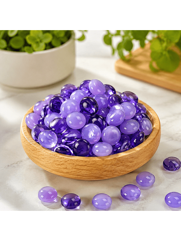 Flat Glass Marbles, Purple Decorative Marbles for Vases