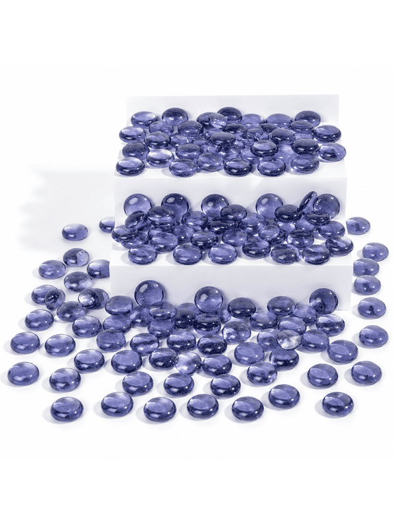 Flat Glass Marbles Stones Flat Bottom Marble Beads 17-19mm Smooth Stone Pebbles for Home Decoration Fire Pit Landscaping Glass Gemstone for Fish Tanks Flower Pots DIY Crafts (Purple)