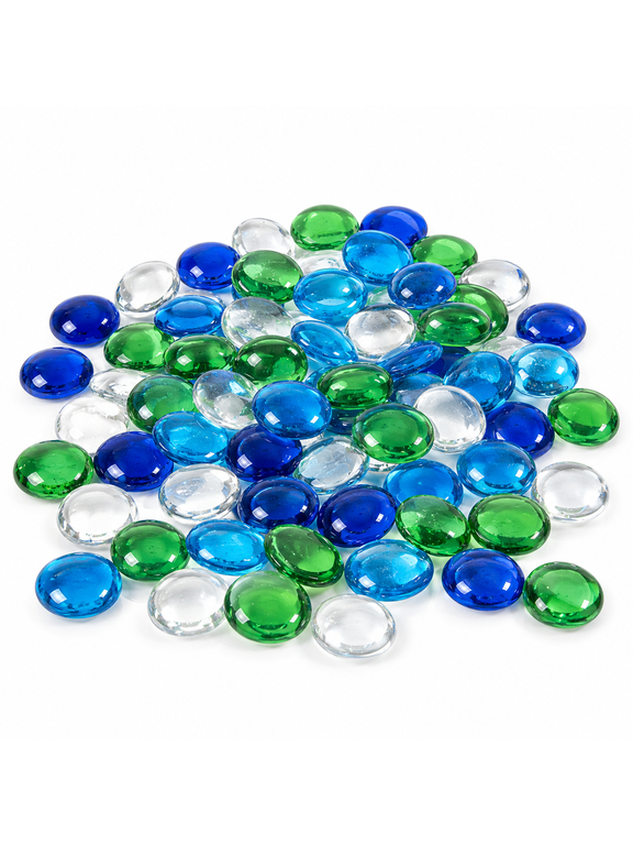 Flat Glass Marbles Stones Flat Bottom Marble Beads 17-19mm Smooth Stone Pebbles for Home Decoration Fire Pit Landscaping Glass Gemstone for Fish Tanks Flower Pots DIY Crafts (4Colors MixB)