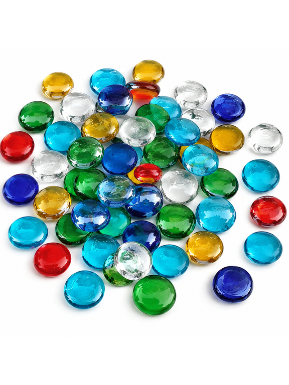 Flat Glass Marbles for Vase, Mancala Beads Gems