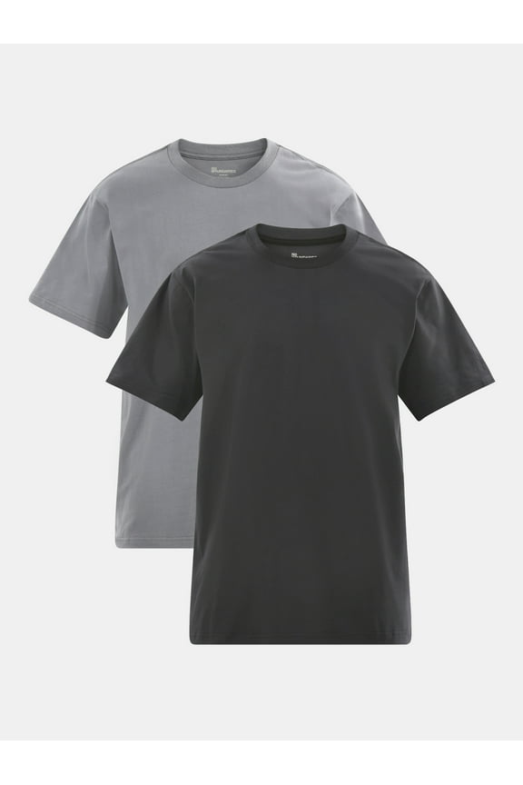Flat Grey Basic Crewneck Tee with Short Sleeves, 2-Pack, Men's