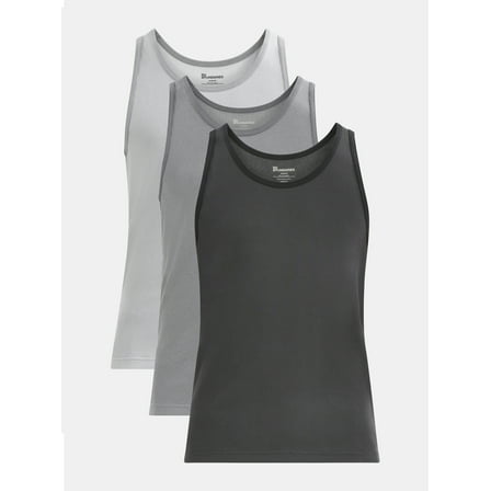 No Boundaries Flat Grey Basic Tank Top, 3-Pack, Men's