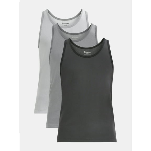 No Boundaries Flat Grey Basic Tank Top, 3-Pack, Men's