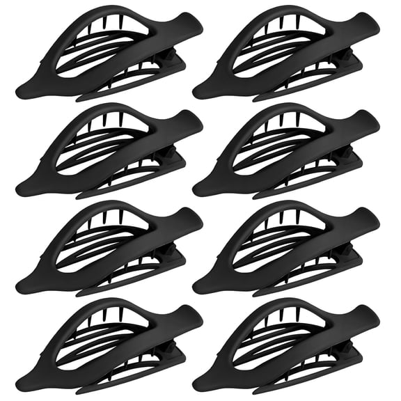 Flat Hair Claw Clips: 8 Pack 4.5 Inch Neutral Black Matte French Concord Claw Clips Set for Women with Thick/Thin Hair, Non-Slip Extra Hold Jaw Clips for Lay Down/Drive/Daily Use