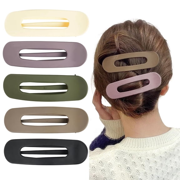 Flat Hair Claw Clips for Women - Stylish Lay Flat Claw Clips for All Hair Types | Chic Hair Accessories for Girls, 5pc