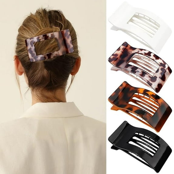 Flat Hair Clips for Women Girls, Matte Lay Flat Claw Clips, Strong Hold Large Side Hair Clip All Hair Types, French Duck Billed Hair Jaw Claw Clip, Non Slip Grip for Daily Styling Tortoise