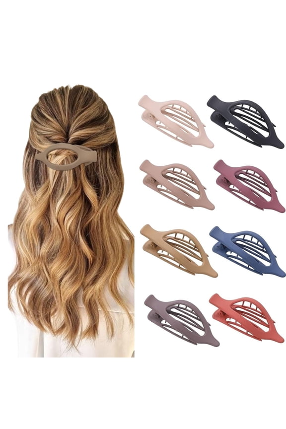 Flat Hair Clips for Thick and Thin Hair - Matte Large Alligator Clips, Duck Billed Barrettes, Neutral Hair Claw Clips for Women, 8Pcs