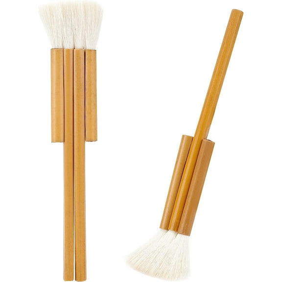 Flat Hake Brushes Bamboo Handle Hake Watercolor Brushes Soft Brush Wool Brush Art Painting Brush for Watercolor Ceramic Pottery Painting Professional Beginner