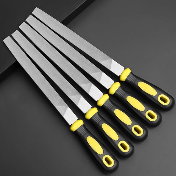 Flat Hand Metal File, Ergonomic Rubberized Handle, Uniform Teeth, High Carbon Steel for Trimming, Sharping Metal, Stone, Wood