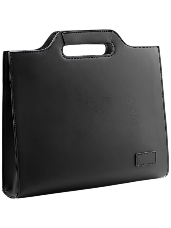 Flat Handbag, Classic Document Holder with Integrated Handle,PU Leather A4 File Bag, Thin Portfolio, Retro Minimalist Messenger Case for Business Casual