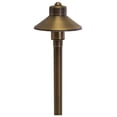 thumbnail image 1 of Flat Hat 12V Brass Light (5" Shade, 25" Tall) with 3W 2700K Warm White G4 LED Bulb for Low age Landscape Lighting on Outdoor Pathway, Walkway, Garden, Driveway or Patio, 1 of 4