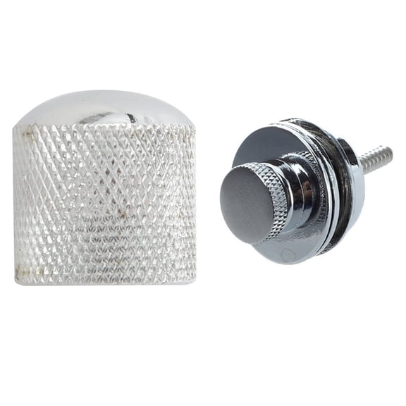 Flat Head Chrome Strap Lock for Electric Guitar with 4X Guitar Dome Control Knobs for Fender Tele Replacement, Silver
