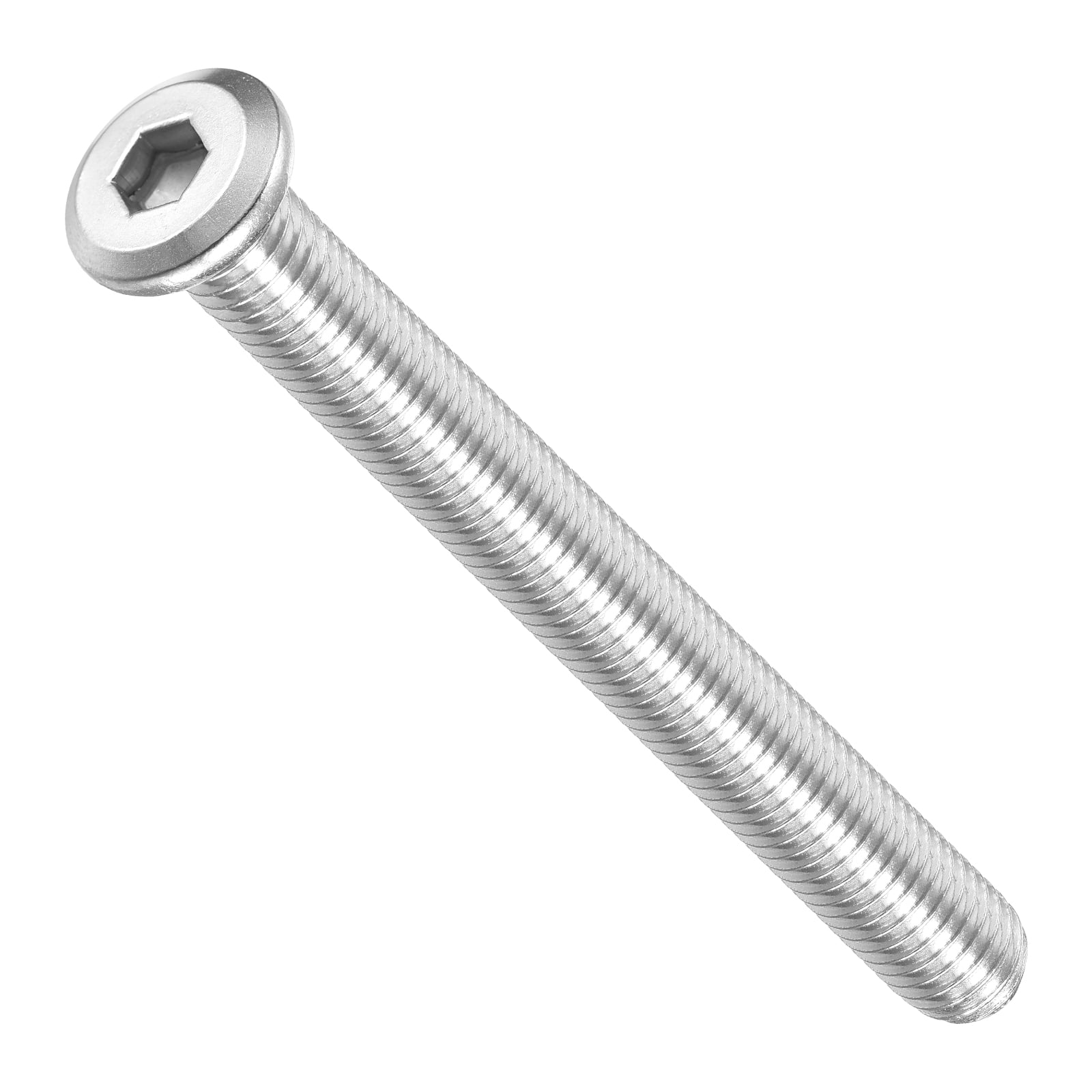 Flat Head Hex Socket Cap Screws Bolts(M10-1.5x100) 6Pcs, 304 Stainless Steel Hex Socket Furniture Bolts Countersunk Screws - for Furniture Woodworking Project, Silver Tone
