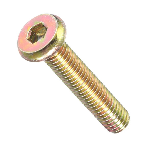 Flat Head Hex Socket Cap Screws Bolts(M6-1x30) 5Pcs, Steel Hex Socket Furniture Bolts Countersunk Screws - for Furniture Woodworking Project, Yellow
