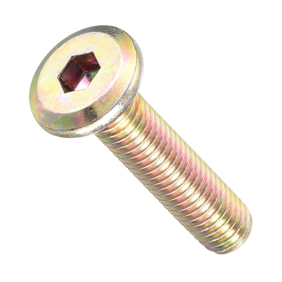 Flat Head Hex Socket Cap Screws Bolts(M8-1.25x35) 10Pcs, Steel Hex Socket Furniture Bolts Countersunk Screws - for Furniture Woodworking Project, Yellow