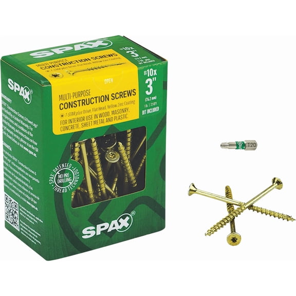 Flat Fastener - Flat Head Multi-Material Interior Construction Screw - Pack of 12 Construction & DIY Use, Standard Hardware Spec