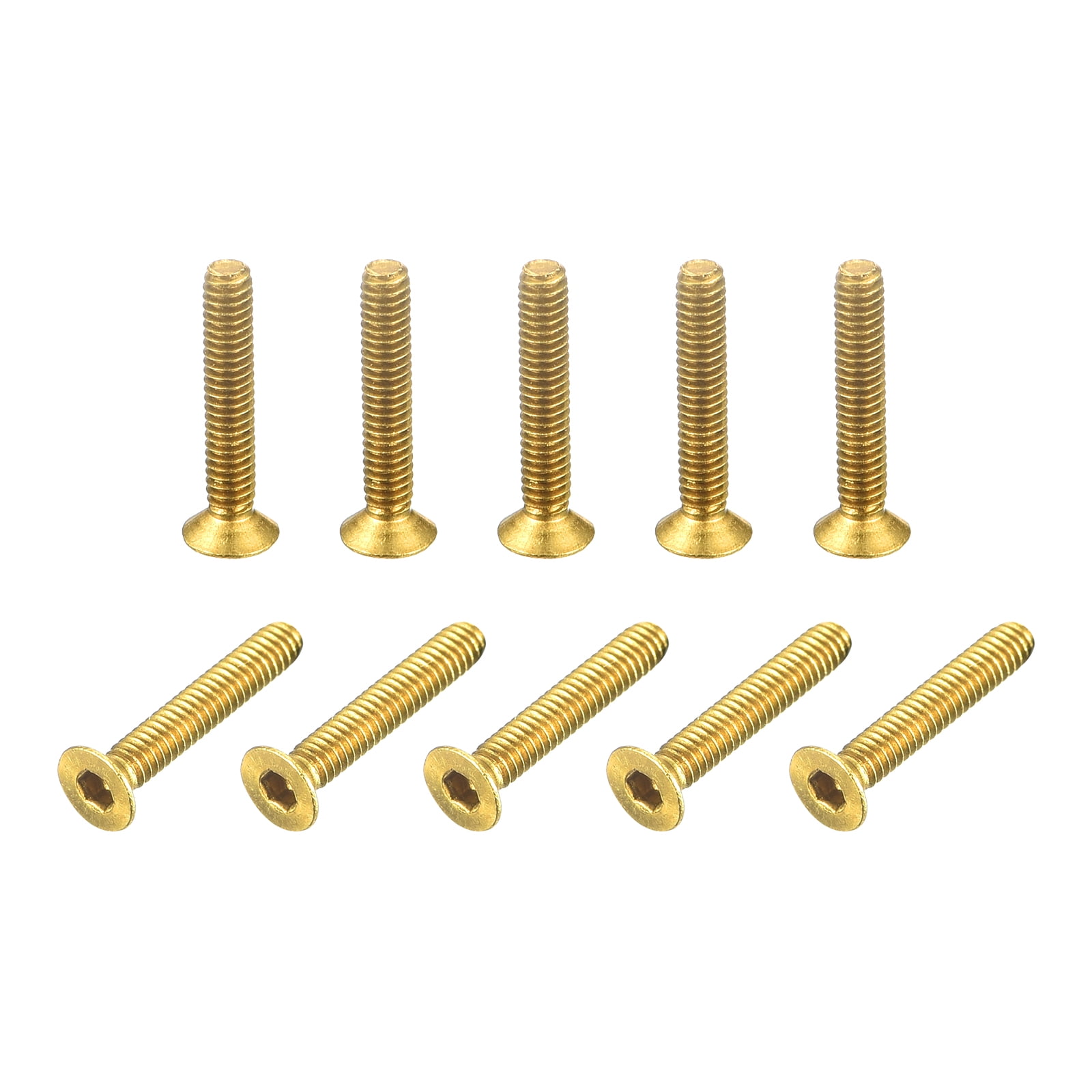 Flat Head Socket Cap Screws, M2-0.4 x 12mm Brass Inner Hex Drive Fasteners Bolts 24Pack