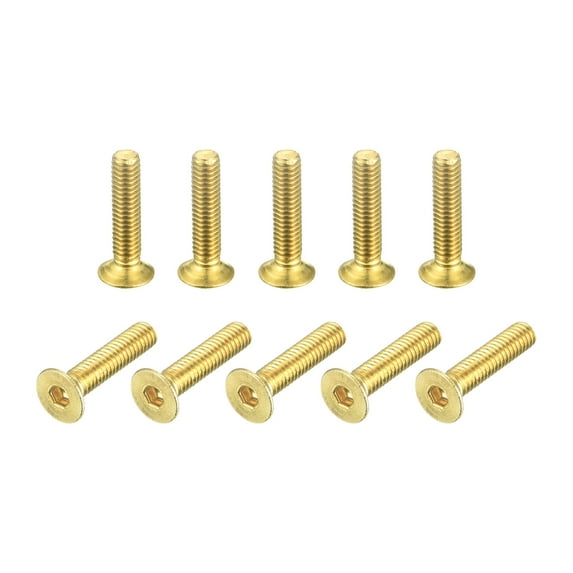 Flat Head Socket Cap Screws, M2.5-0.45x12mm Brass Inner Hex Drive Fasteners Bolts 12Pack