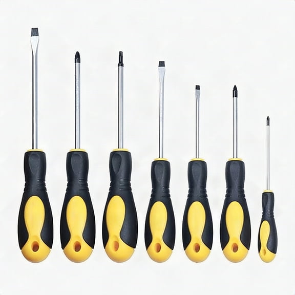 Flat Head and Non-Skid&Anti-Static Insulation Handle Professional Repair Tool Kit Slotted and Phillips Screwdriver 7 PC
