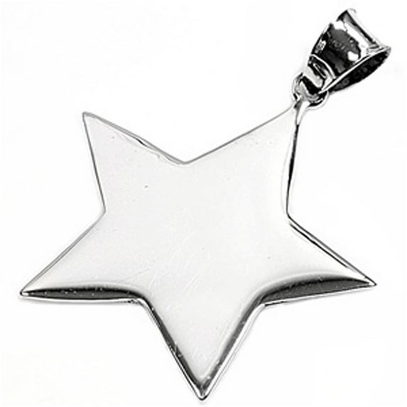Flat High Polish Star Pendant .925 Sterling Silver Shiny Twinkle Space Charm Jewelry Female Unisex