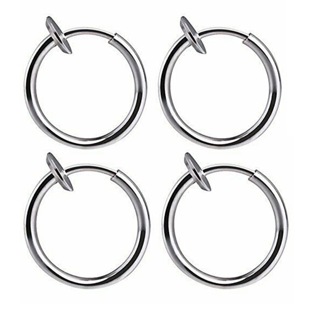Flat Hoops Retractable Earrings No Need Piercing Men Women Classic Hip