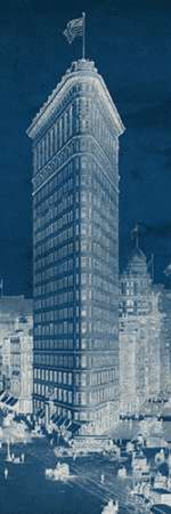 Flat Iron 1909 Blueprint Panel Canvas Art - Wild Apple Portfolio (12 x 36)