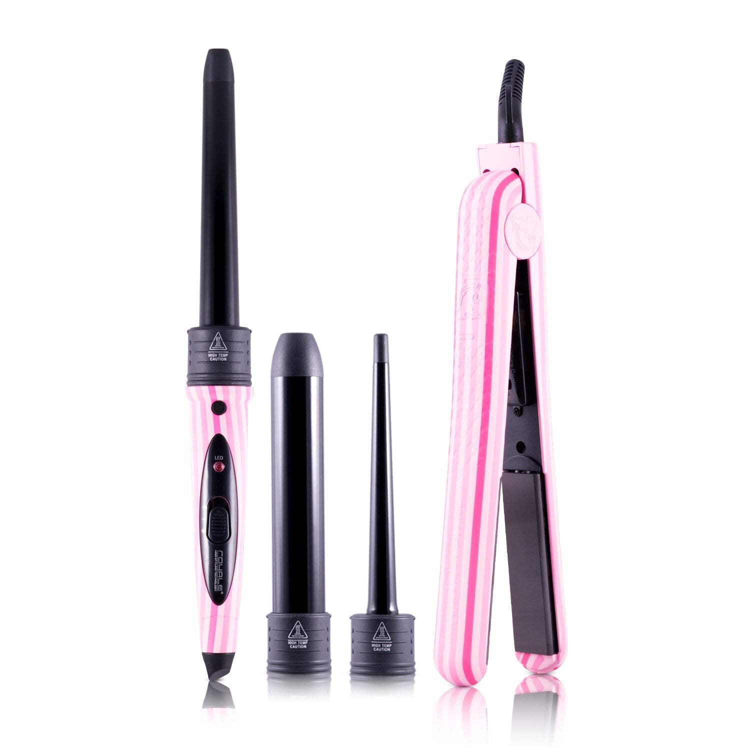 Flat Iron/Curling Wand Duet Set - Pink Stripes - Walmart.com display picture 2