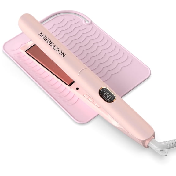 Flat Iron Hair Straightener and Curler 2 in 1, Professional 3D Floating Ceramic Plates with Dual Voltage, Negative Ion, LED Display & Auto Shut-Off for Smooth, Shiny, Frizz-Free Hair