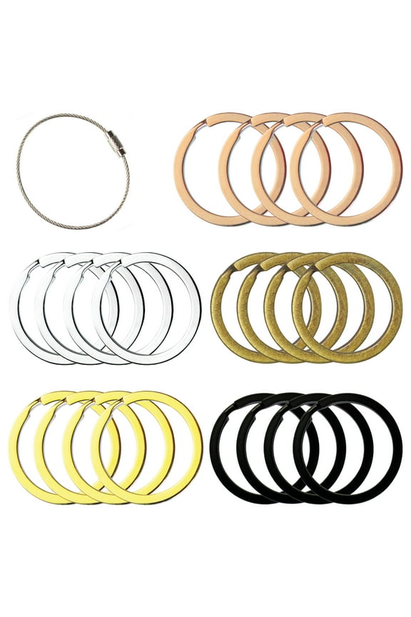Flat Key Rings Key Chain Metal Split Ring 40pcs (Round 1 Inch Diameter), for Home Car Keys Organization, Arts & Crafts, Lanyards, Lead Free Colored (Black, Silver, Gold, Copper, Antique Brass)