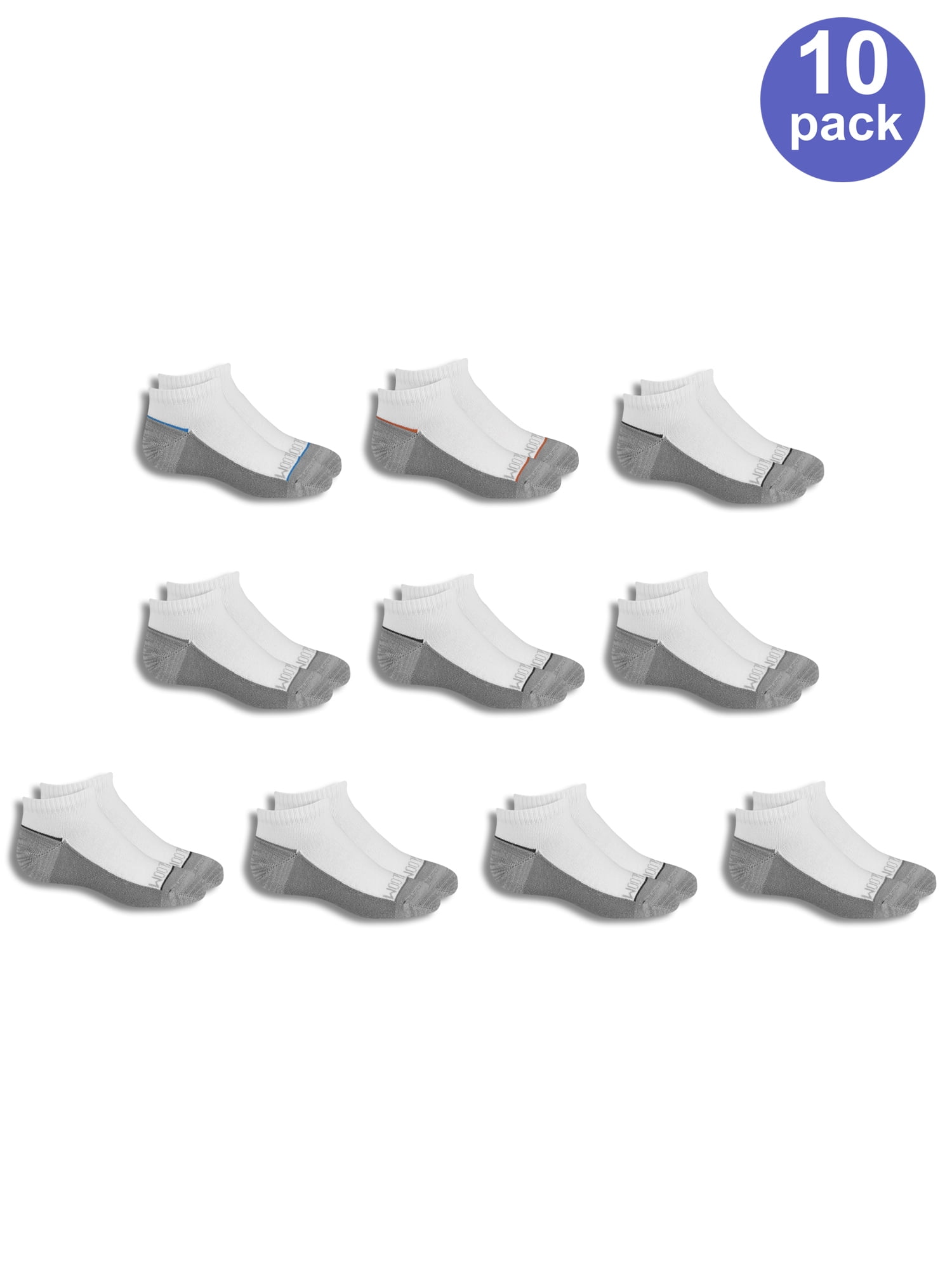 Fruit of the Loom Kids' Cotton Flat Knit No Show Socks, 10 Pack (Little ...