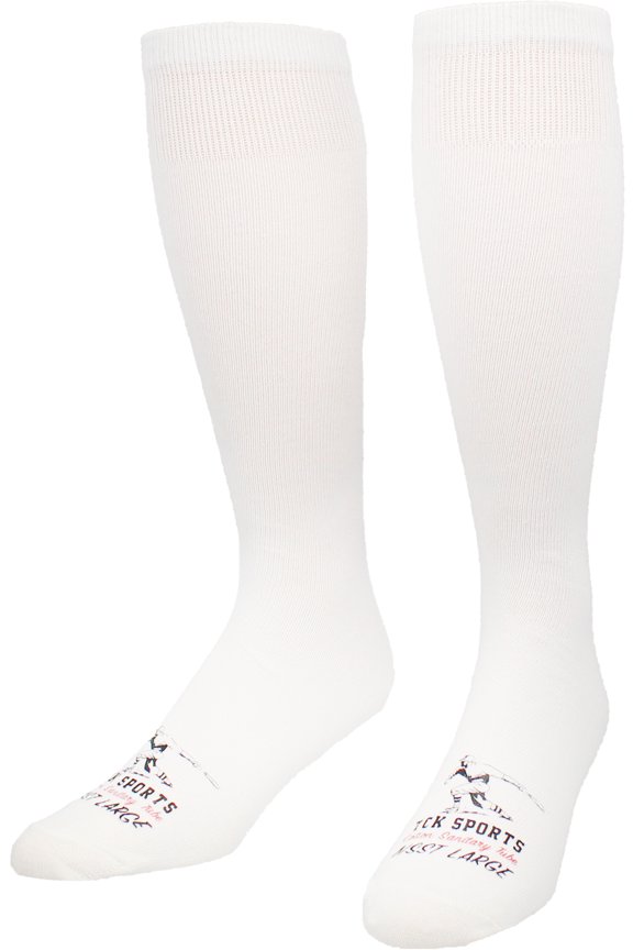 Flat Knit Sanitary Liner Baseball Socks (Large, White)
