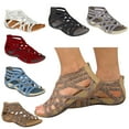 thumbnail image 1 of Flat Lace Open-toe Women's Shoes With Zipper Roman Women's Sandals Black qILAKOG Size 6.5-7, 1 of 3