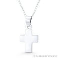 thumbnail image 1 of Flat Latin Crucifix Christian Cross Pendant w/ Chain Necklace in .925 Sterling Silver, 1 of 1