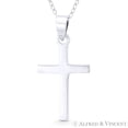 thumbnail image 1 of Flat Latin Crucifix Christian Cross Pendant w/ Chain Necklace in .925 Sterling Silver, 1 of 1