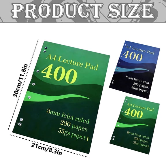 Flat Lay A4 Ruled Notebook | 180° Full Opening, Fix Notebook Unable Lay Flat,1Pack Green Paper Writing Pad, Household Bill Log, Office Project Draft & Long Trip Jotting