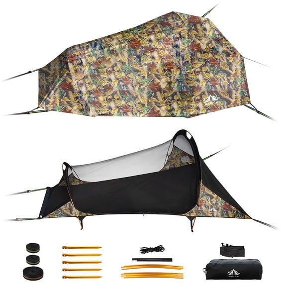 Flat Lay Camping Hammock Tent with Mosquito Net&Rainfly for Side Sleepers-330LBS