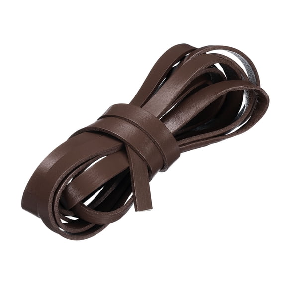 Flat Leather Cord, 3.3 Yard 10mm Leather String Strips for DIY Crafts Deep Coffee