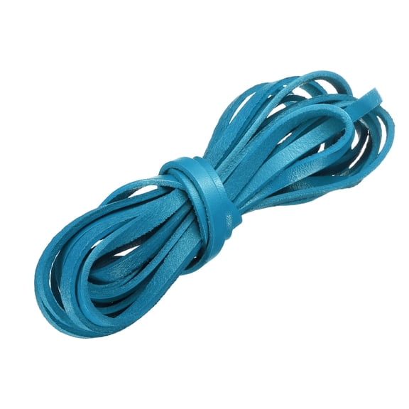 Flat Leather Cord, 3.3 Yard 5mm Leather String Strips for DIY Crafts Lake Blue