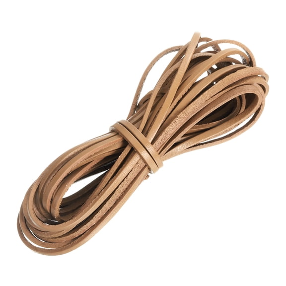 Flat Leather Cord, 5.5 Yard 3mm Leather String Strips for DIY Crafts, Khaki
